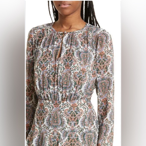 Veronica Beard Sazan Long Sleeve Handkerchief Hem Paisley Dress, SZ 4, $648 - Picture 4 of 12